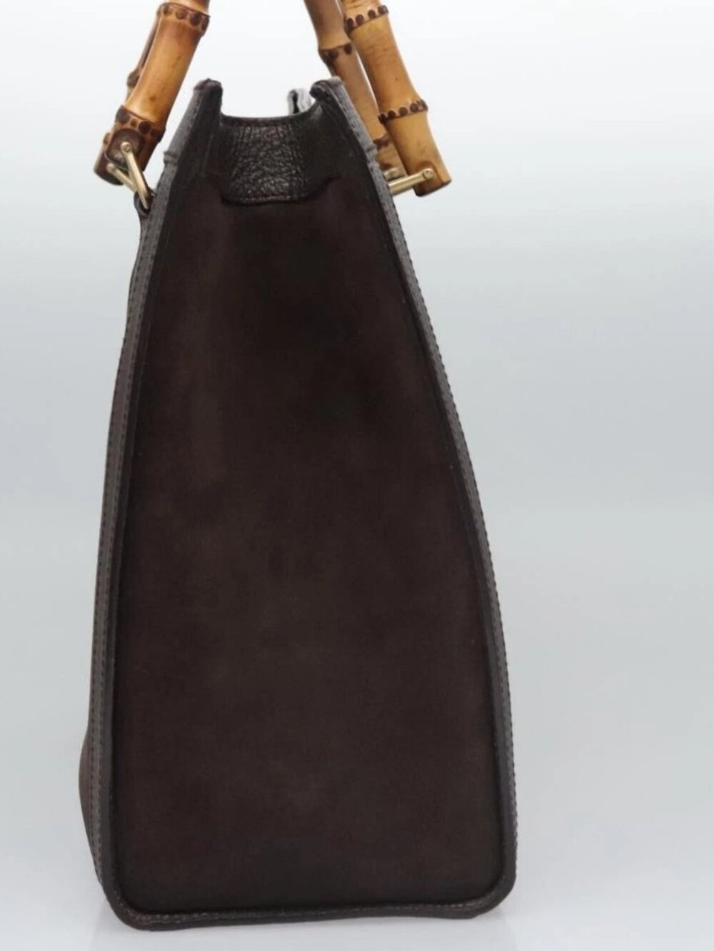GUCCI Bamboo Hand Bag Suede Brown Gold 002 2853 0260 0 Auth BA348 - Picture 5 of 15